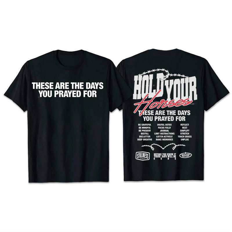 Christianartworkshop Casual Style Hold Your Horses Graphic Unisex T-shirt - Black - 2XL - image 6