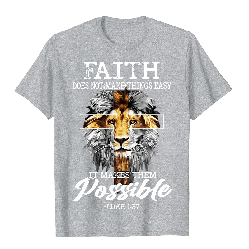 Christianartworkshop Religious Faith Lion Cross Graphic Unisex T-shirt - Grey - 2XL - image 4