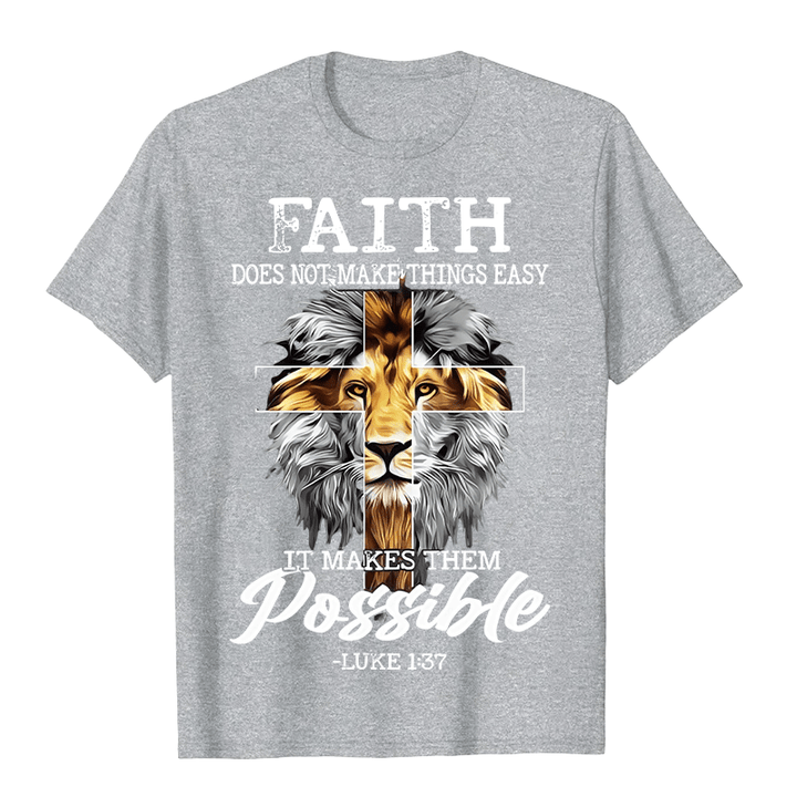 Christianartworkshop Religious Faith Lion Cross Graphic Unisex T-shirt - Grey - 2XL - image 4