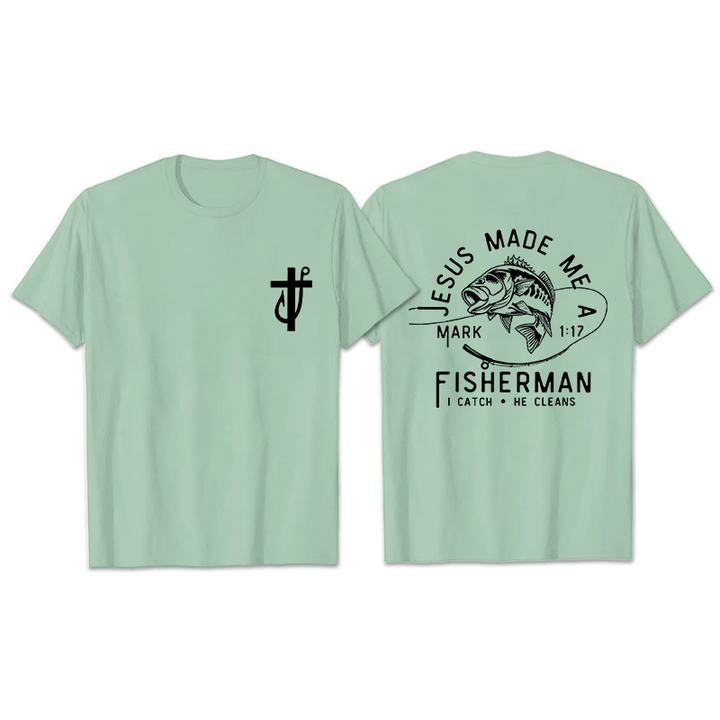 Christianartworkshop Jesus Made Me A Fisherman Mark 1:17 Unisex T-shirt - Light Green - 2XL - image 21
