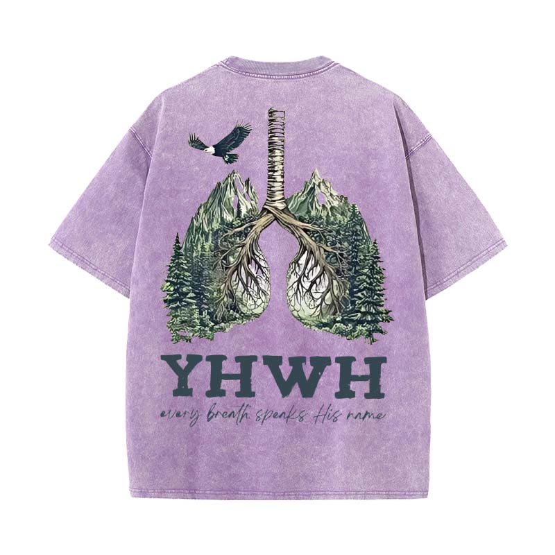 Christianartworkshop Every Breath Speaks His Name Unisex Washed T-shirt