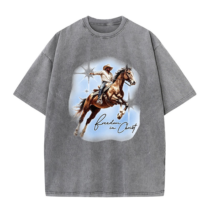 Christianartworkshop Freedom In Christ Unisex Washed T-shirt