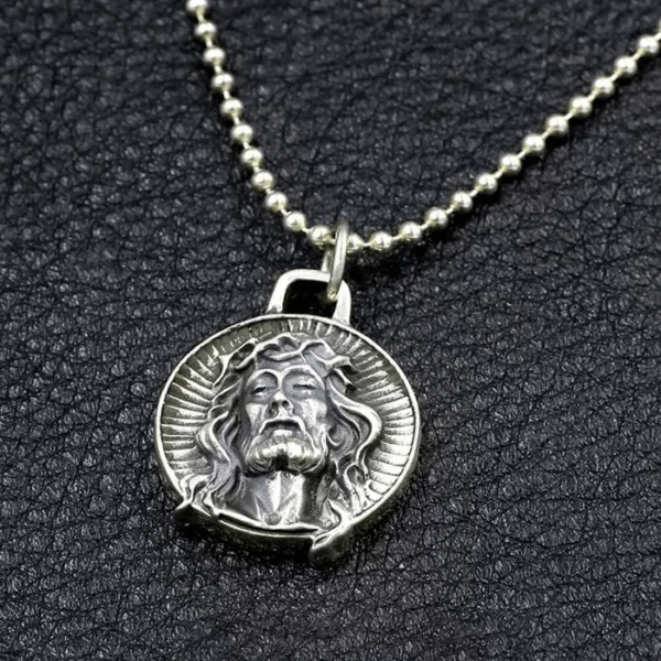 Christianartworkshop 925 Sterling Silver Jesus Crown of Thorns Sacred Necklace - image 1
