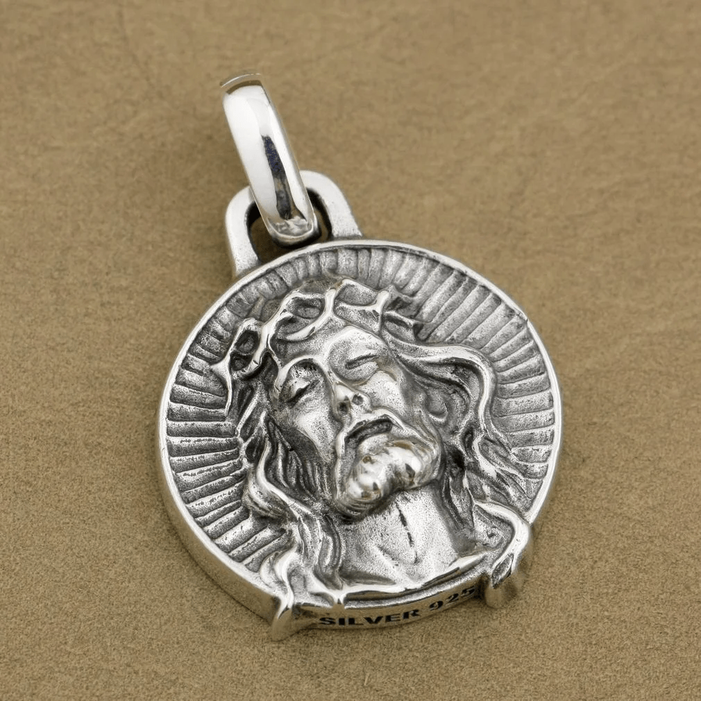 Christianartworkshop 925 Sterling Silver Jesus Crown of Thorns Sacred Necklace - Jesus - image 0