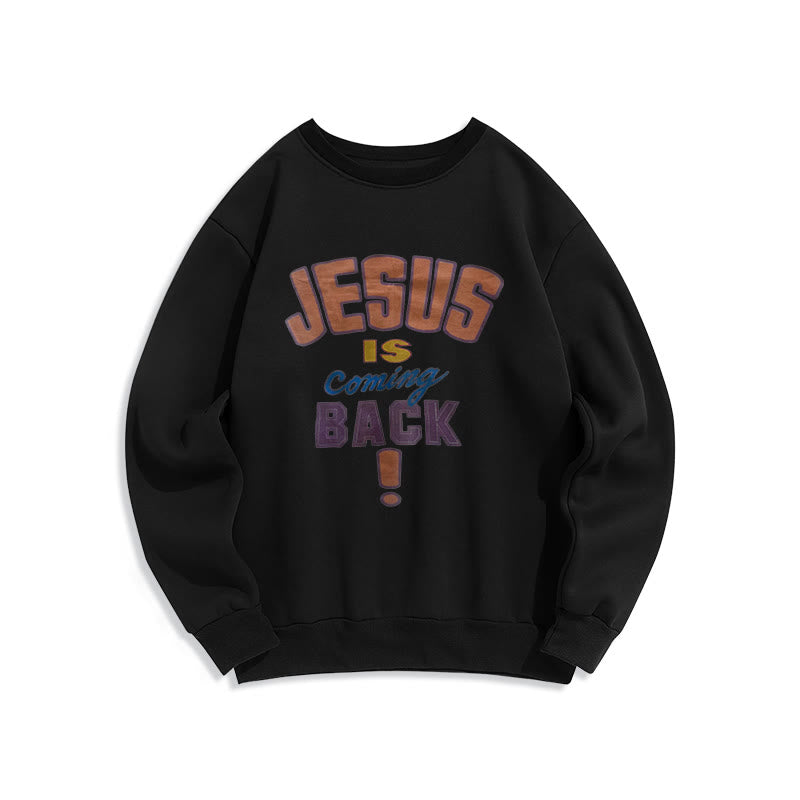 Christianartworkshop Modern Street Style Jesus Is Coming Back Fleece Lined Polyester Sweatshirt - Black - 2XL - image 7