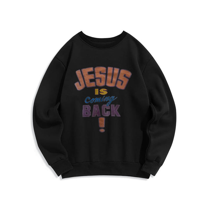 Christianartworkshop Modern Street Style Jesus Is Coming Back Fleece Lined Polyester Sweatshirt - Black - 2XL - image 7