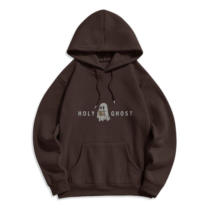 Christianartworkshop Holy Ghost Whimsical Ghost Art Fleece Lined Polyester Hoodie - Brown - 2XL - image 0