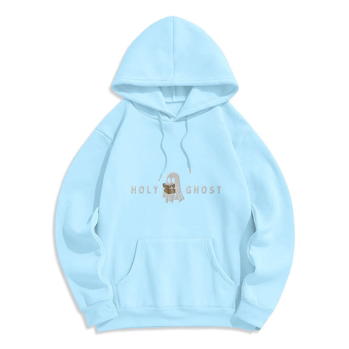 Christianartworkshop Holy Ghost Whimsical Ghost Art Fleece Lined Polyester Hoodie - Blue - 2XL - image 6