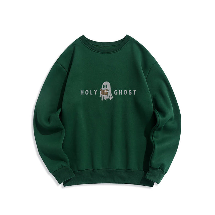 Christianartworkshop Holy Ghost Whimsical Ghost Art Fleece Lined Polyester Sweatshirt - Green - 2XL - image 6