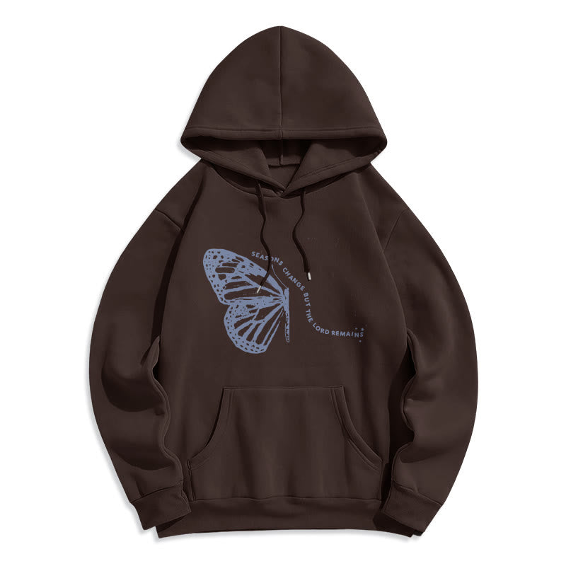 Christianartworkshop Seasons Change Lord Remains Butterfly Motif Fleece Lined Polyester Hoodie - Brown - 2XL - image 5