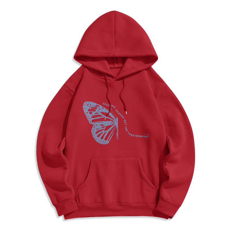 Christianartworkshop Seasons Change Lord Remains Butterfly Motif Fleece Lined Polyester Hoodie - Red - 2XL - image 9