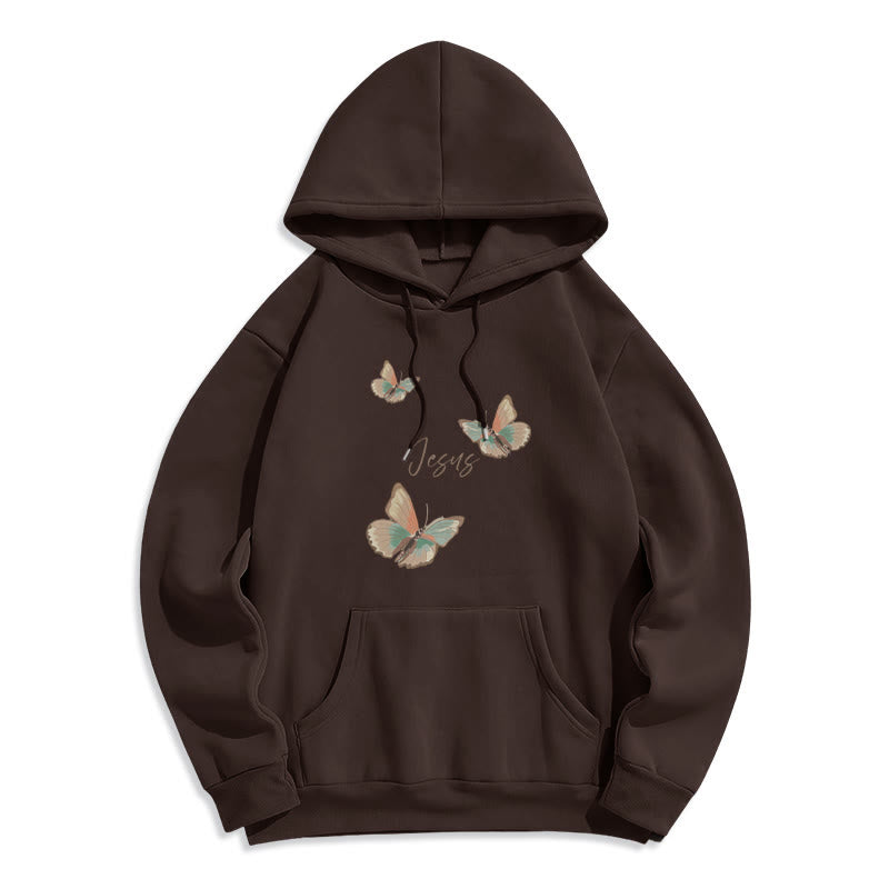 Christianartworkshop Gentle Style Butterfly Whisper of Jesus Fleece Lined Polyester Hoodie - Brown - 2XL - image 8
