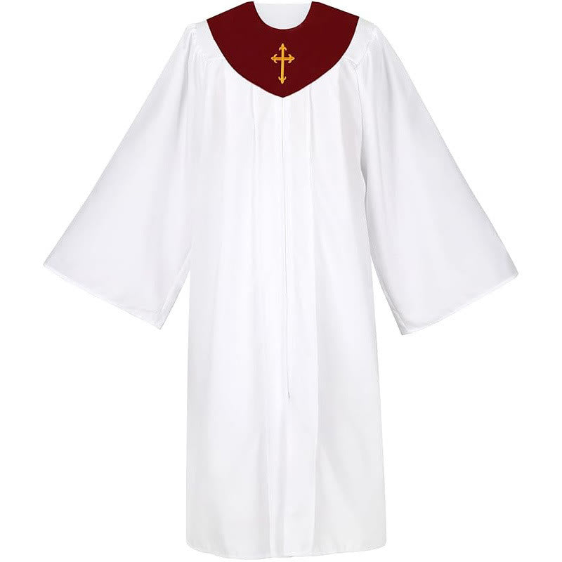 Christianartworkshop Ceremonial Clergy Robe with Wine Red Stole & Embroidered Cross - image 3