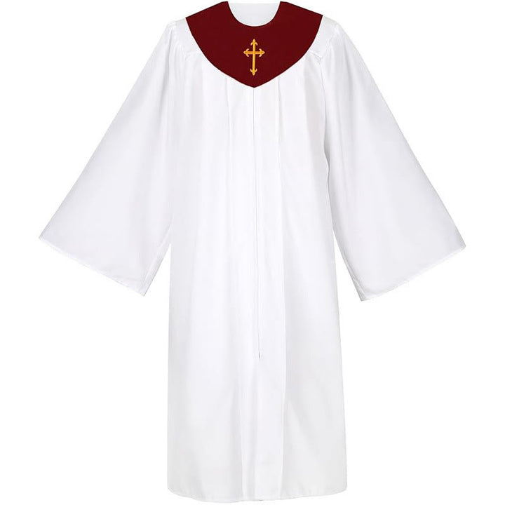 Christianartworkshop Ceremonial Clergy Robe with Wine Red Stole & Embroidered Cross - image 3