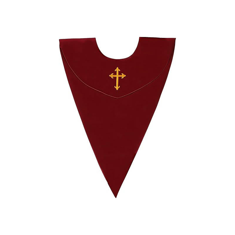 Christianartworkshop Ceremonial Clergy Robe with Wine Red Stole & Embroidered Cross - image 6