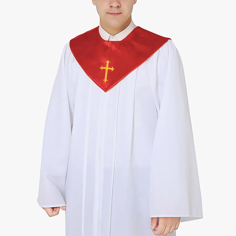 Christianartworkshop Ceremonial Clergy Robe with Wine Red Stole & Embroidered Cross - Red - 3XL - image 8