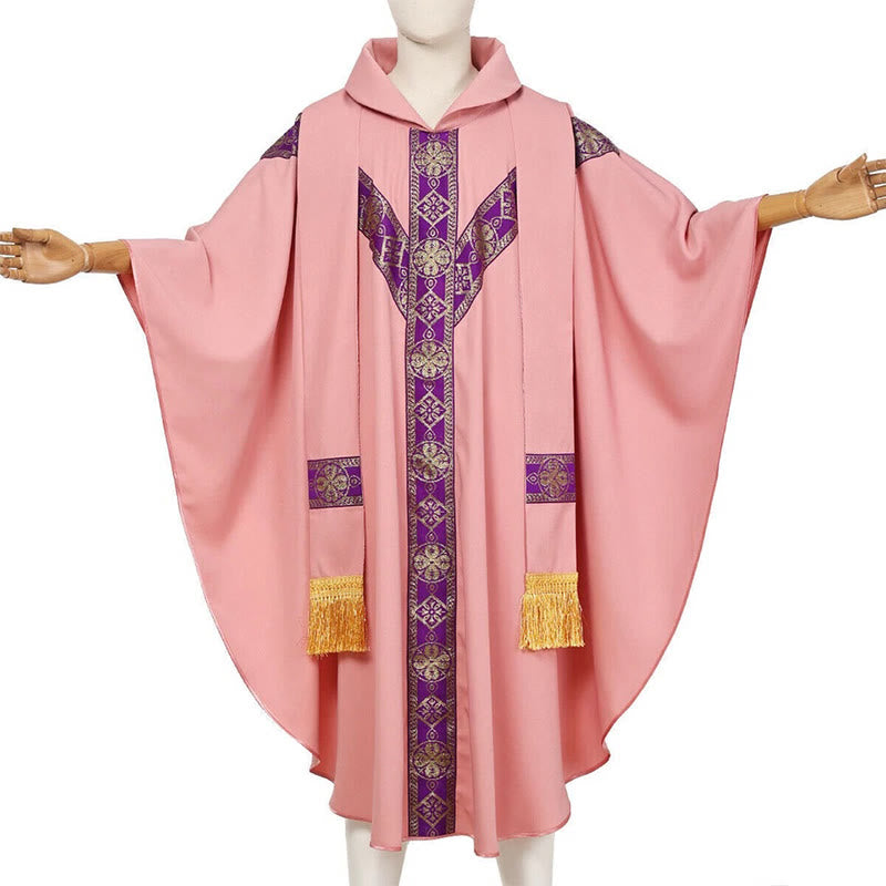Christianartworkshop Medieval Cloak Clergy Robe with Golden Religious Patterns - image 13