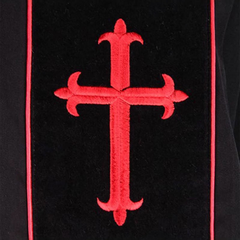 Christianartworkshop Traditional Black Clergy Robe with Red Cross Embroidery & Formal Design - image 5
