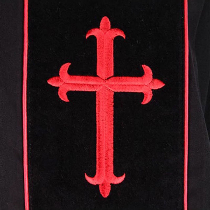 Christianartworkshop Traditional Black Clergy Robe with Red Cross Embroidery & Formal Design - image 5