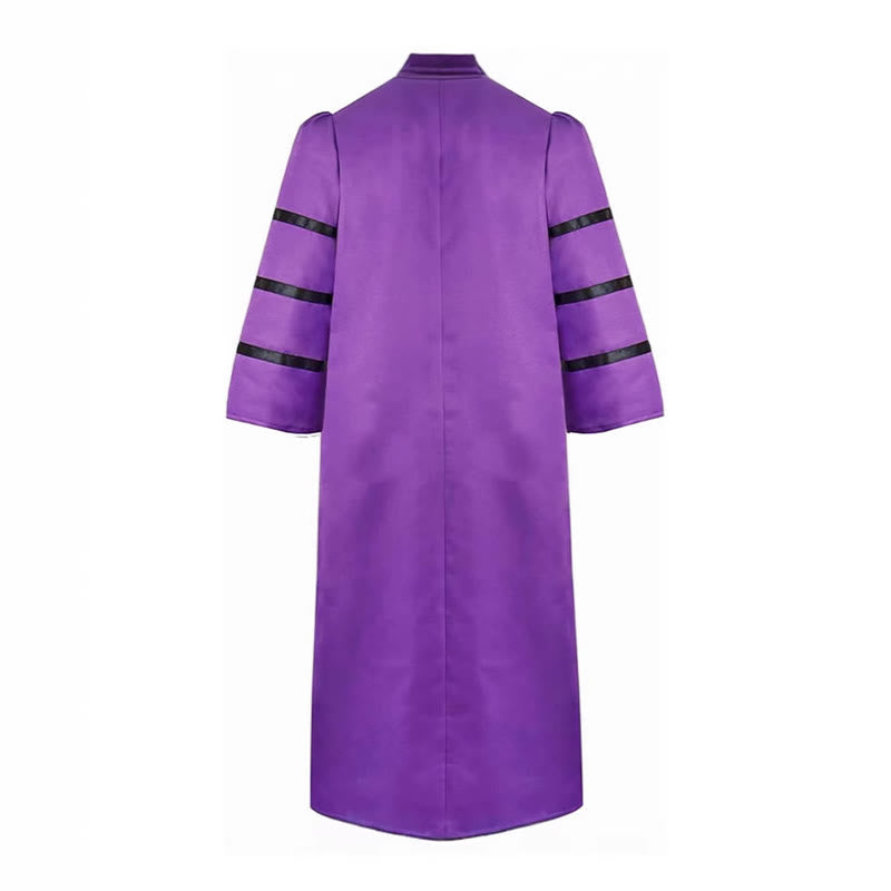 Christianartworkshop Ornate Purple Clergy Robe with Golden Cross & Striped Style - image 3
