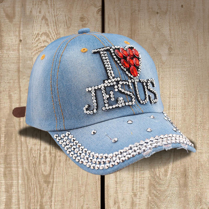 Christianartworkshop I Love Jesus Baseball Cap for Devoted Hearts: Radiate Love for Christ - Light Denim Blue - image 1