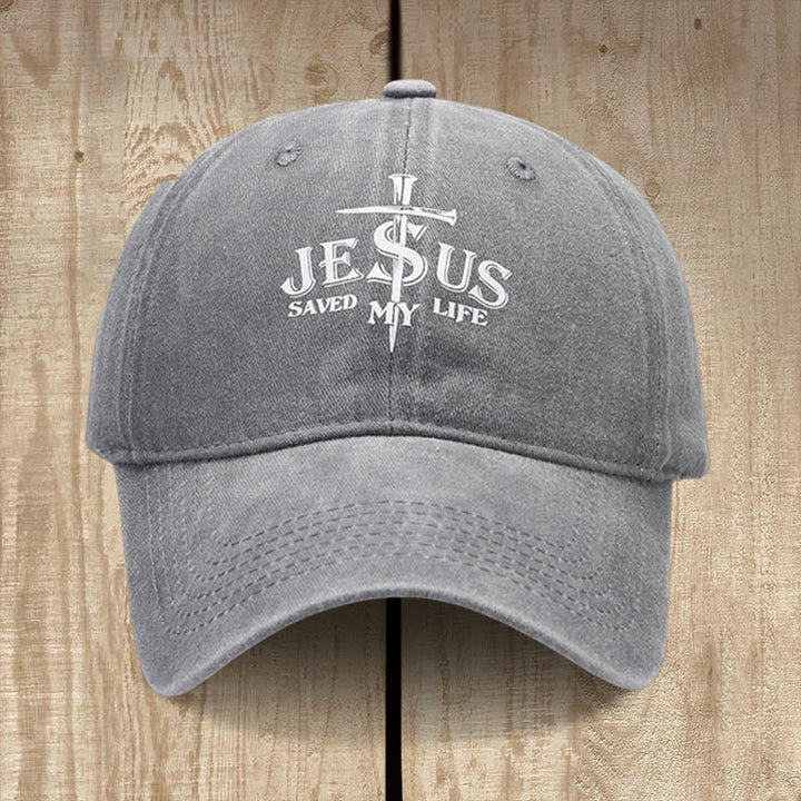 Christianartworkshop Jesus Saved My Life Statement Baseball Cap: Saved by Grace - Grey - image 8