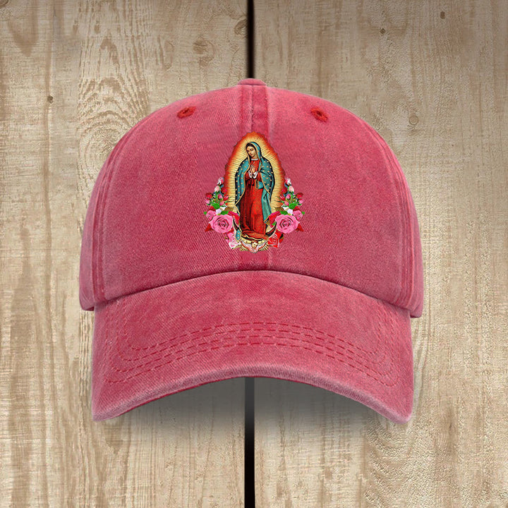 Christianartworkshop Spiritual Protection Our Lady of Guadalupe Washed Cotton Hat - Red - image 14