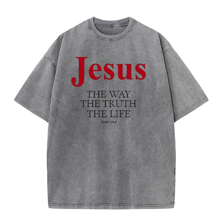 Christianartworkshop Jesus The Way The Truth The Life Unisex Washed T - Shirt - Grey - 5XL - image 4