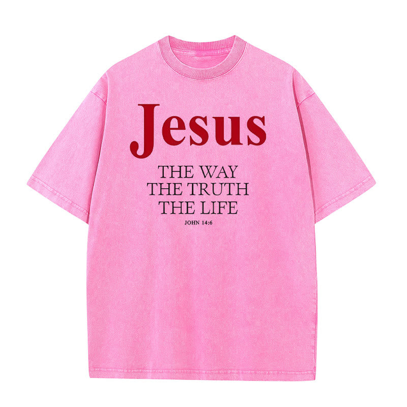 Christianartworkshop Jesus The Way The Truth The Life Unisex Washed T - Shirt - Pink - 5XL - image 7