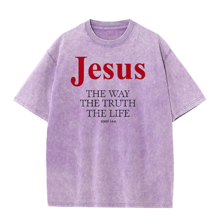 Christianartworkshop Jesus The Way The Truth The Life Unisex Washed T - Shirt - Purple - 5XL - image 5