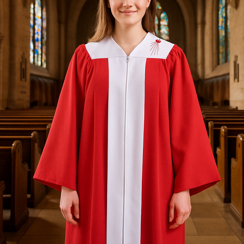 Christianartworkshop Elegant Red Clergy Robe with Dove of the Holy Spirit: Serve with Faith and Light - 3XL - image 0