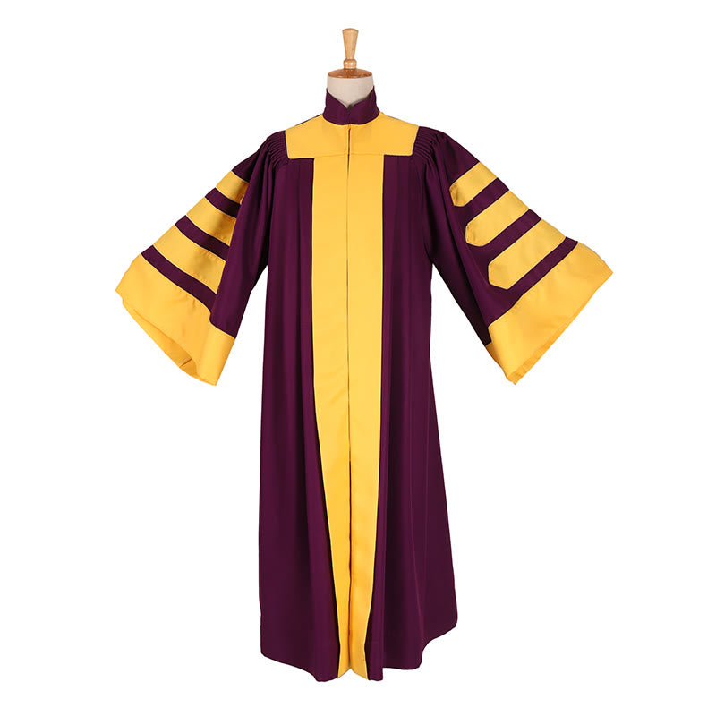 Christianartworkshop Majestic Burgundy Clergy Robe with Gold-Panel Front and Sleeve Bars - image 3