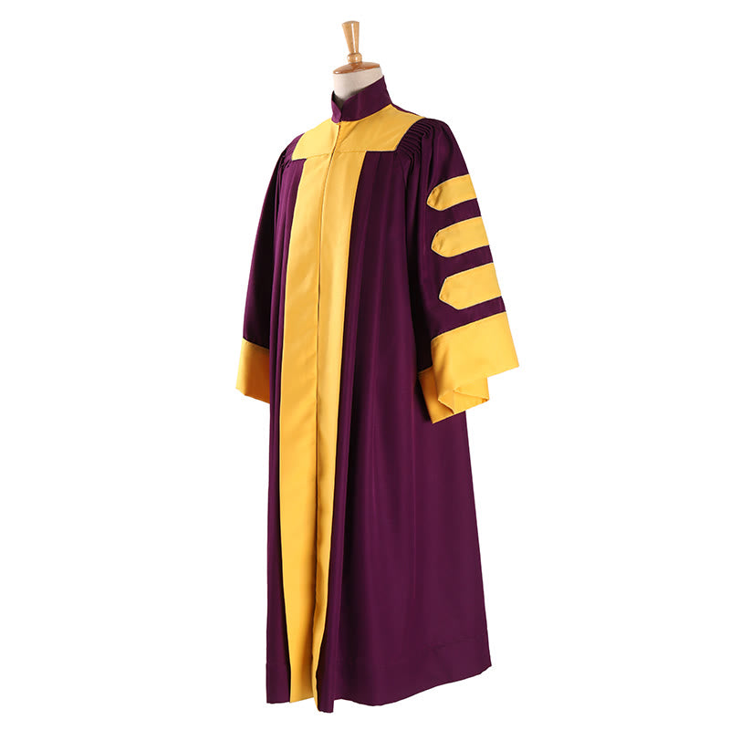 Christianartworkshop Majestic Burgundy Clergy Robe with Gold-Panel Front and Sleeve Bars - image 5