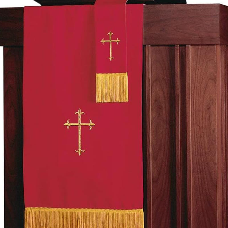 Christianartworkshop Complete Church Parament Set: Table Runner, Lectern Scarf & Bible Marker in Red and White - image 5