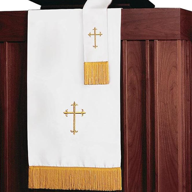 Christianartworkshop Complete Church Parament Set: Table Runner, Lectern Scarf & Bible Marker in Red and White - image 7