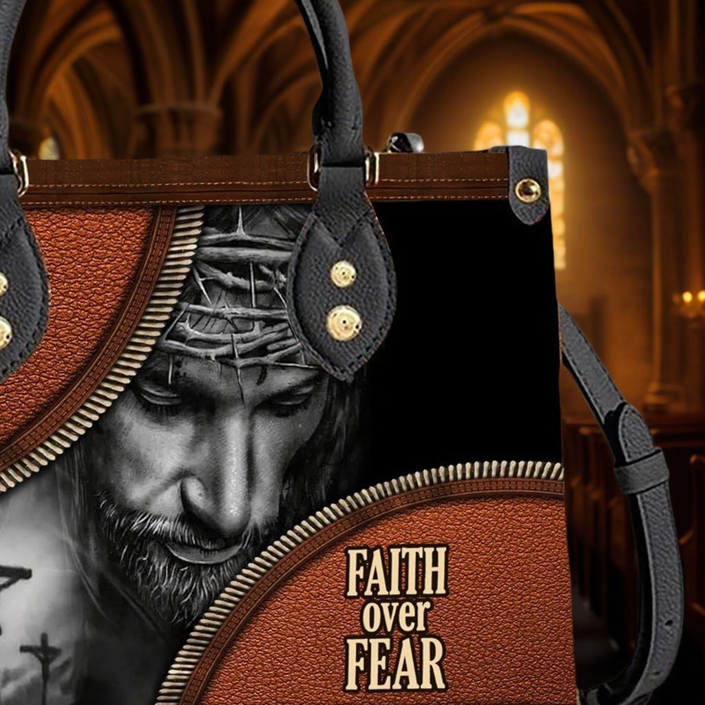 Christianartworkshop Faith Over Fear Jesus Themed Leather Handbag: Carry Courage and Christ with You - image 4