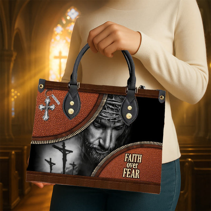 Christianartworkshop Faith Over Fear Jesus Themed Leather Handbag: Carry Courage and Christ with You - image 3