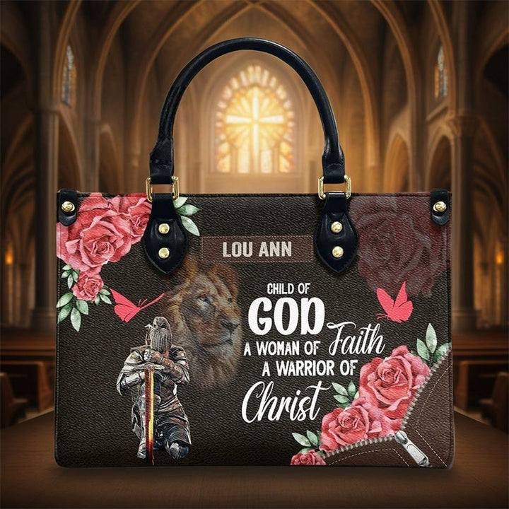 Christianartworkshop Lion of Judah Personalized Leather Handbag with Floral Warrior Motif - image 5