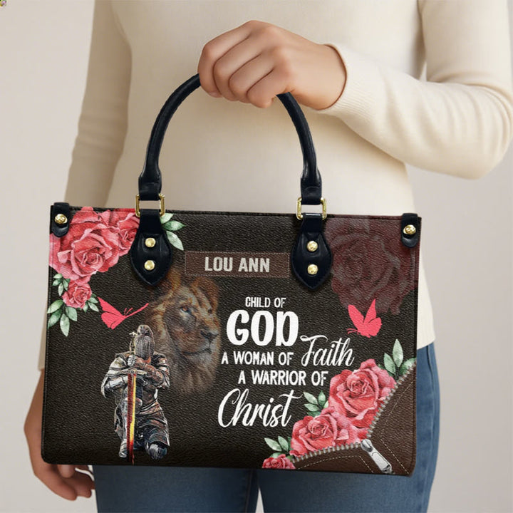 Christianartworkshop Lion of Judah Personalized Leather Handbag with Floral Warrior Motif - image 3