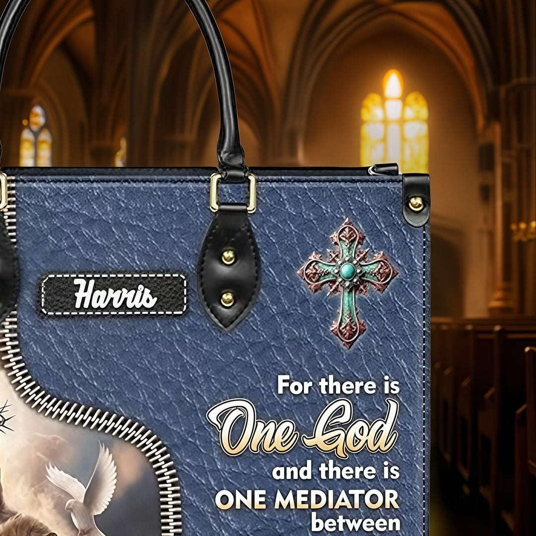 Christianartworkshop Personalized Leather Handbag with Jesus, Lion & 1 Timothy 2:5 Verse - image 7