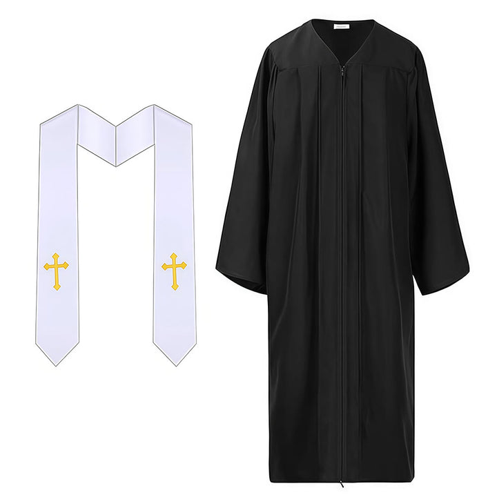 Christianartworkshop Elegant Black & White Clergy Robes: Golden Cross Detail - image 7