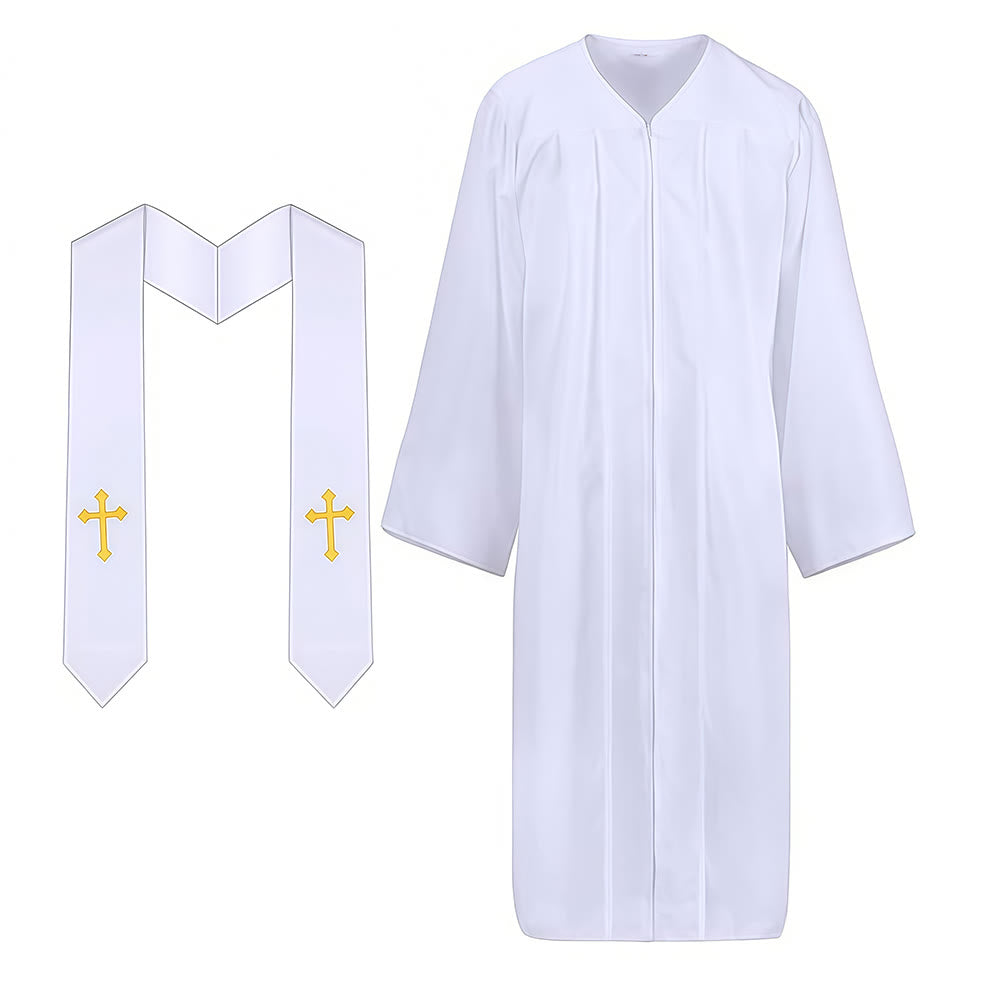 Christianartworkshop Elegant Black & White Clergy Robes: Golden Cross Detail - image 3