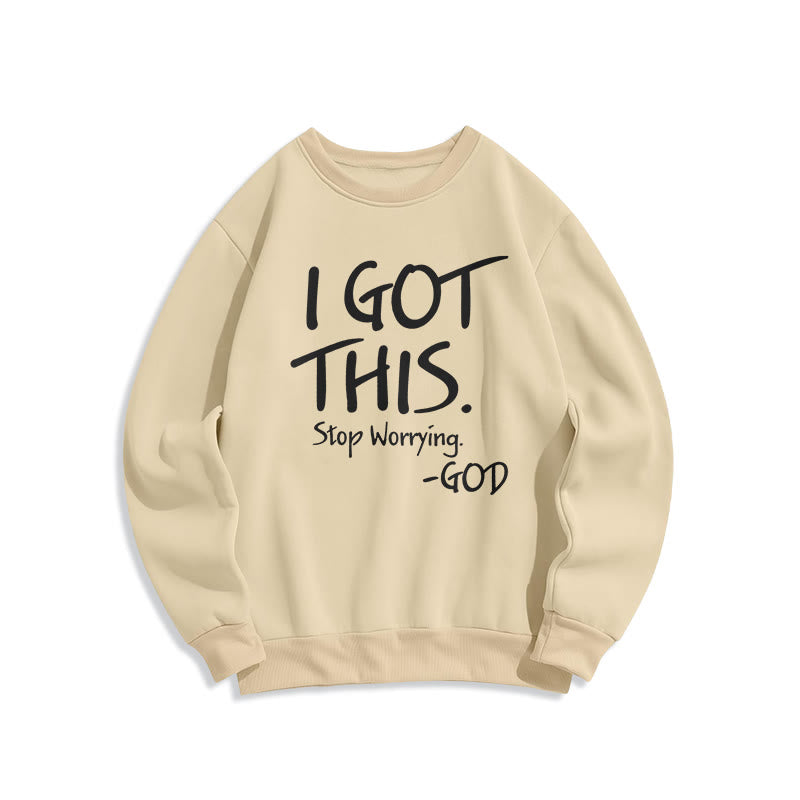 Christianartworkshop I GOT THIS - GOD Inspirational Faith Fleece Lined Polyester Sweatshirt - Beige - 2XL - image 0