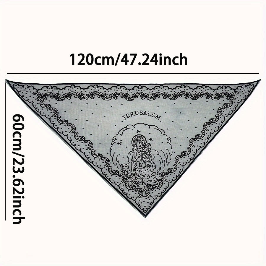 Christianartworkshop Sacred Grace Black and White Jerusalem Chapel Veil with Virgin and Child - image 5