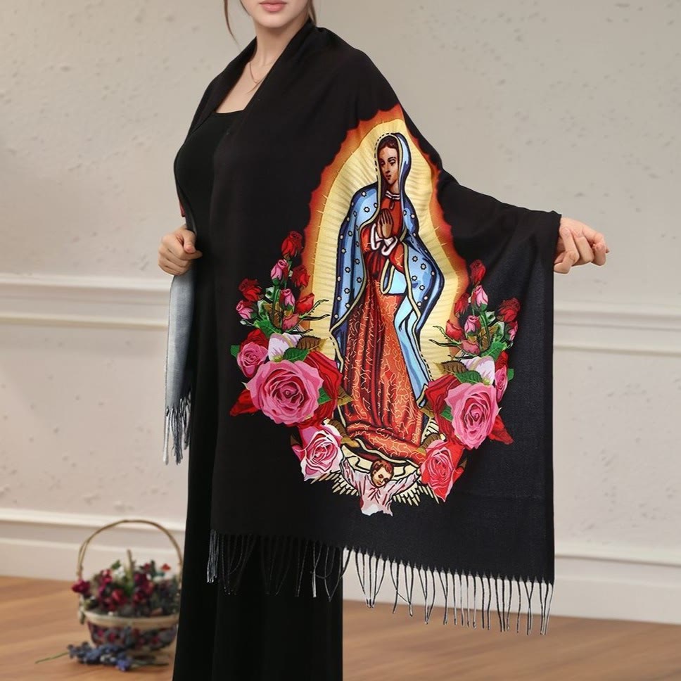 Christianartworkshop Faith-Inspired Virgin Mary Prayer Shawl: Symbol of Hope and Devotion - image 2