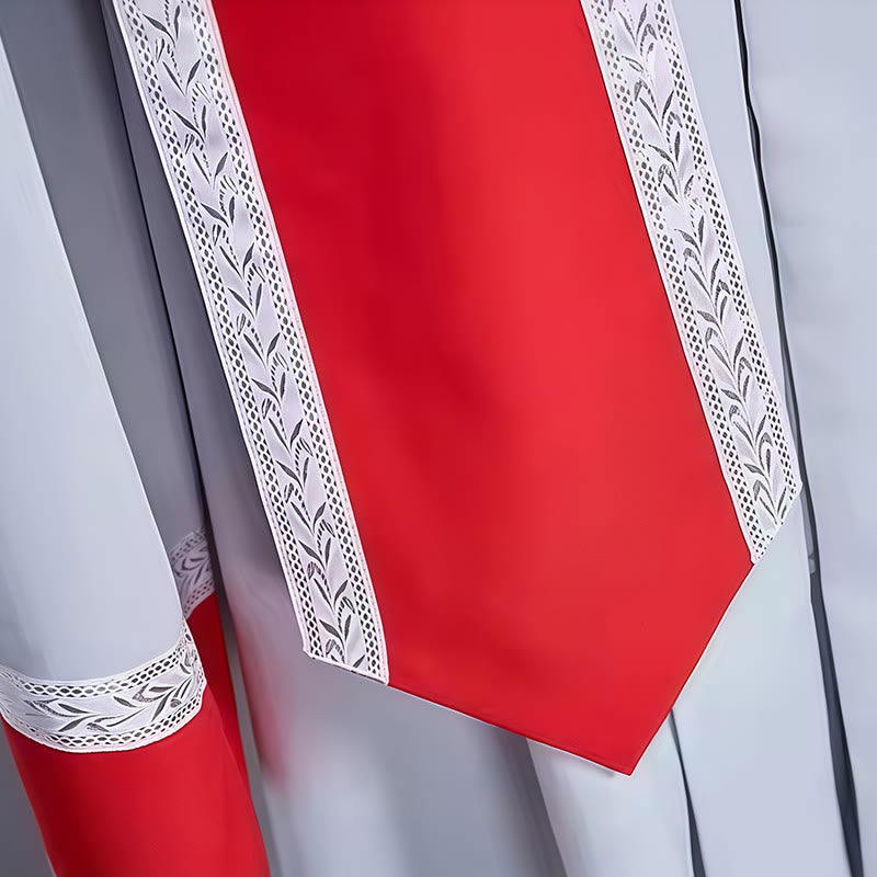 Christianartworkshop Sacred Ceremony Clergy Robe - Gray & Red with Delicate Detailing - image 7