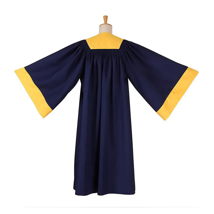 Christianartworkshop Exquisite Navy Clergy Robe with Yellow & Gray Accent Details - image 3