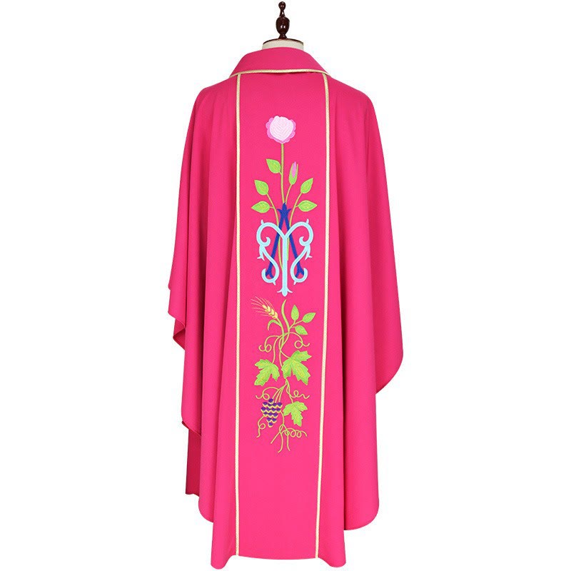 Christianartworkshop Pink Chasuble Featuring Rose, Grape & Wheat Designs - image 1