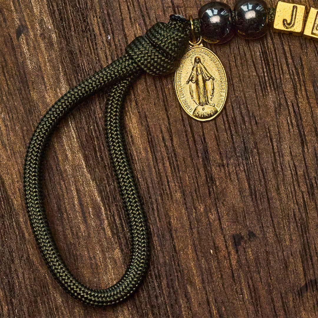 Christianartworkshop Hematite-Style Beads Compact Prayer Pocket Rosary with Crucifix & Personalized JESUS Letter - image 7