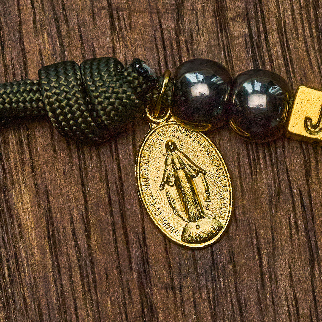 Christianartworkshop Hematite-Style Beads Compact Prayer Pocket Rosary with Crucifix & Personalized JESUS Letter - image 6